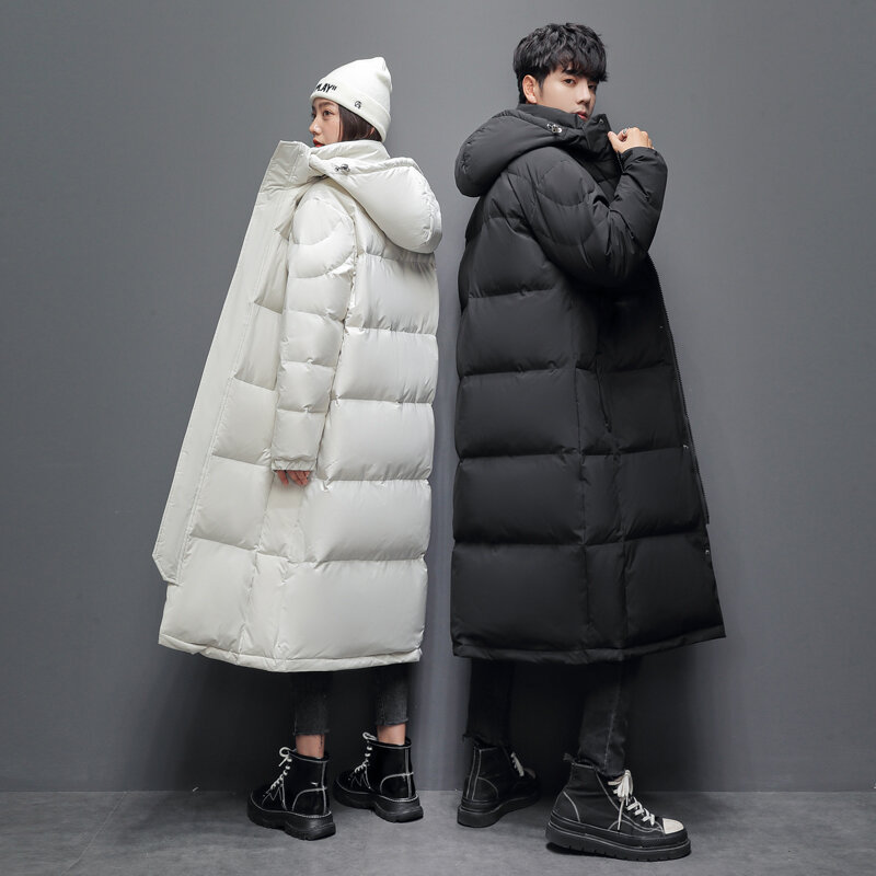 Jaqueta longa de pato para homens e mulheres,-20 °C, quente, leve, casacos brancos, streetwear, sobretudos, roupas de inverno