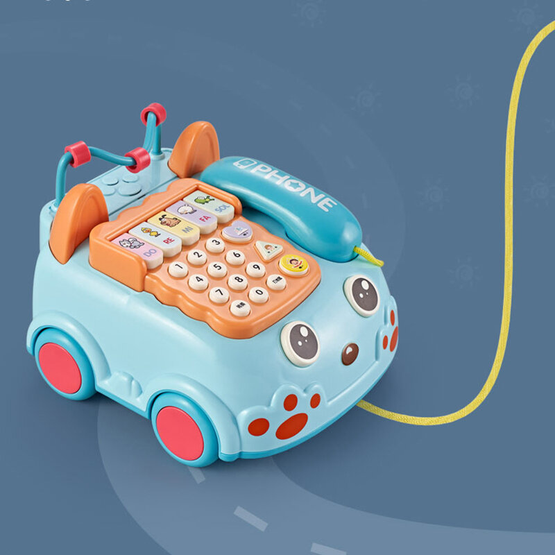 어린이 시뮬레이션 전화 유선 장난감, 아기 조기 교육, 음악 이야기, 케이블 전화 자동차, 어린이 재미있는 학습 소품