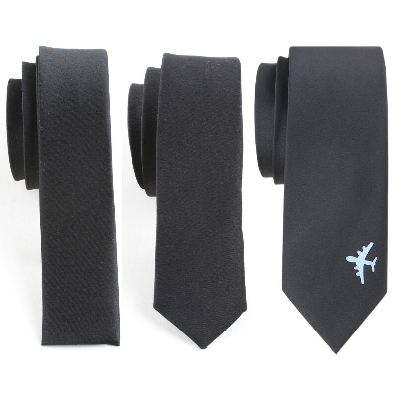 Moda na co dzień 3.5cm/8cm wąski jedwabny krawat jednokolorowe czarne krawaty ręcznie robione męskie tkane obcisłe krawaty na wesele