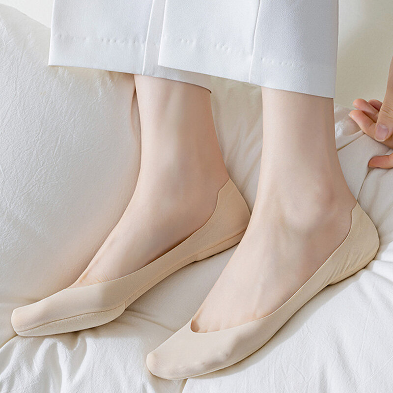 1 Paar Dames Onzichtbare Lage Sokken Van Hoge Kwaliteit Bijpassende Casual Sokken, Ademende Siliconen Antislip Comfortabele Bootsokken