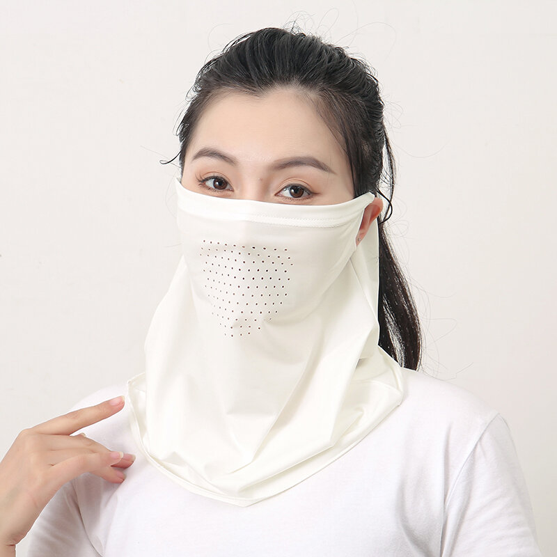 New Sun Protective Neck Scarf Full Protection Mask Women Solid Color Opening Breathable Facemask for Outdoors Fishing 34*30cm