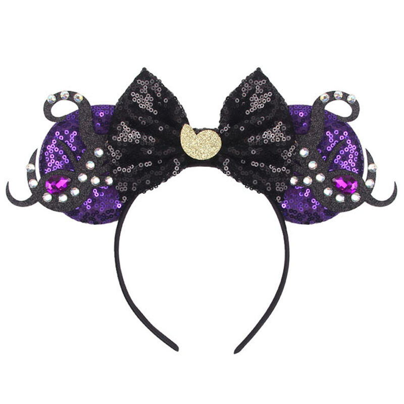 2022 Mickey Mouse Ear fascia per capelli ragazze Vampire Skeleton Pumpkin Hairband Party Halloween copricapo bambini accessorio per capelli Maleficent