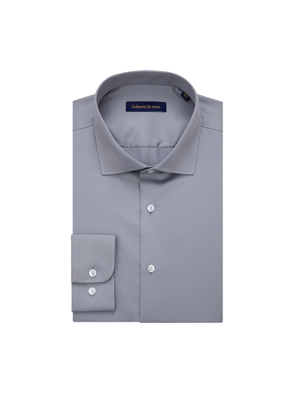 Camisa de manga larga para hombre, Camisa de algodón sin planchado de alta gama, informal de negocios, gris, pulgadas, ajustada, marea