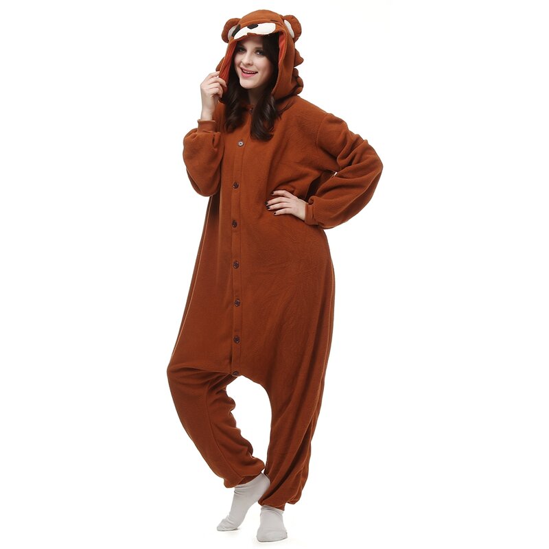 Милые кигуруми медведя для взрослых Аниме комбинезон косплей костюм мультфильм полный тело пижама одежда для сна Рождественская вечеринка комбинезон