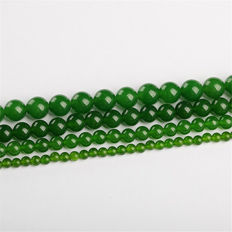 Natural Grass Green Jade Chalcedony Beads Jade Scattered Round Bead Bracelets DIY Accessories Handmade Beaded Jewelry Materials