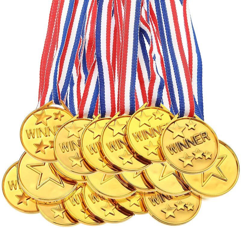 50-częściowe plastikowe złote plastikowe medale zwycięzcy dla dzieci Złote medale na nagrody na dzień sportu Nagrody dla studentów