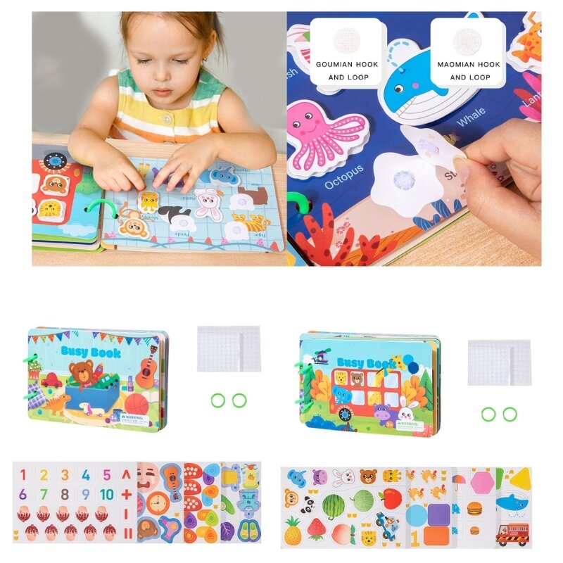 Livro ocupado para bebês, brinquedo sensorial, centros atividades, livro pano, brinquedo ensino interativo e65d