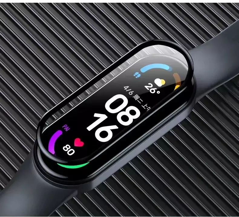 Miękki szklany ochraniacz ekranu dla xiaomi mi band 5 6 7 ochronna folia na miband 7 6 nfc Global smart Watch bransoletka z paskiem