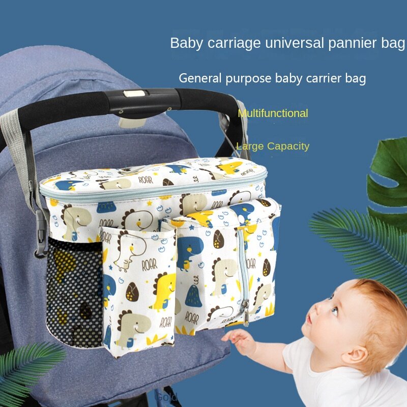 Tas gantung kereta bayi multifungsi, tas penyimpanan barang bawaan untuk kereta bayi