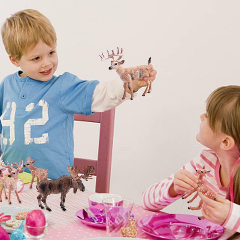 Mini Deer Figurine Toys, Toppers educacionais do bolo, Figuras realistas dos animais da floresta, Mini Figurinhas Fawn, 8 Pcs