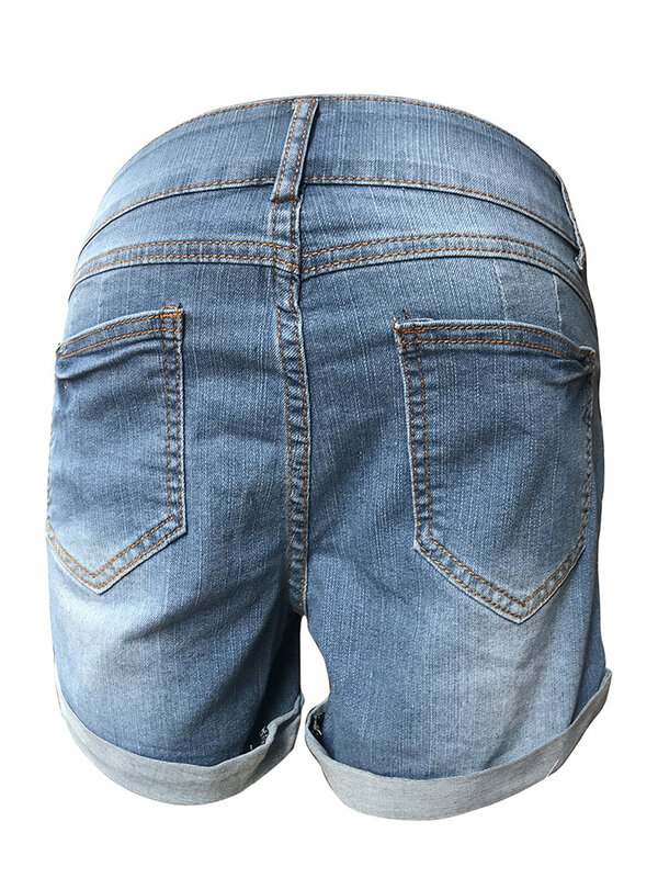 Shorts jeans feminino rasgado de alta elasticidade, jeans feminino, roupas femininas, moda casual