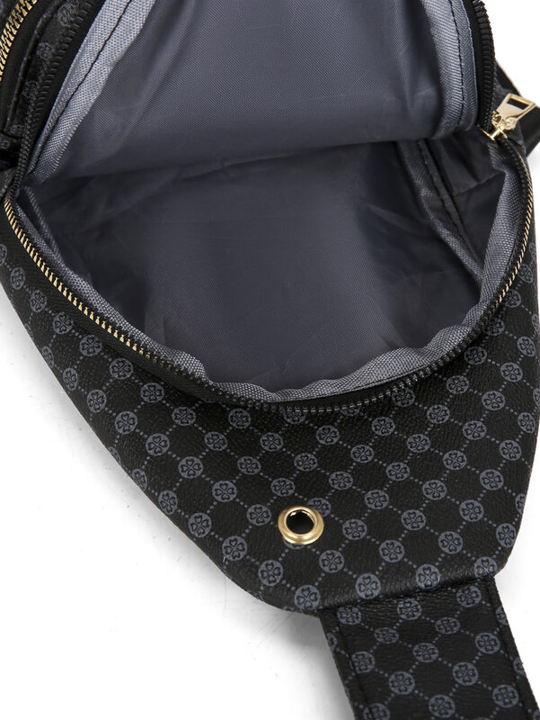 VC Men's Urban Travel Chest Bag Trend Design PU Leather Men Shoulder Bag Phone Sling Crossbody Bags for Men