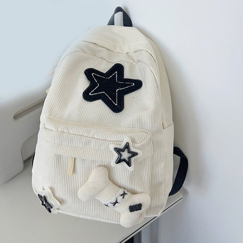 Y2K mochila para portátil con patrón de estrellas para niñas, mochila escolar de gran capacidad para estudiantes adolescentes, bolso de hombro de PANA con doble correa