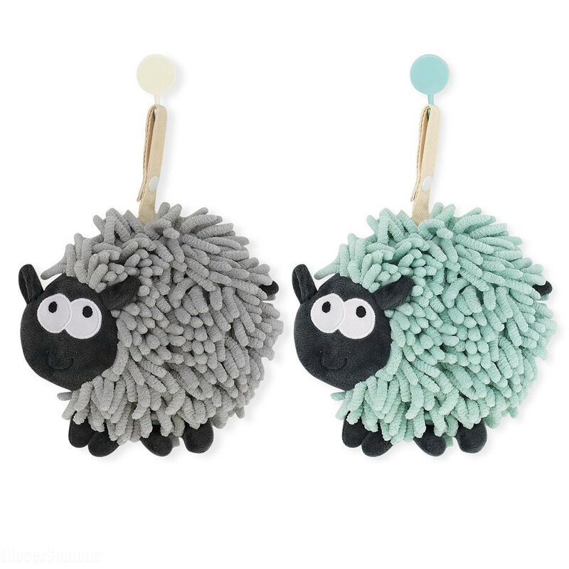 2 Pcs Chenille Hand Towel Soft Absorbent Chenille Ball Towel Microfiber Quick Drying Hand Towels with Loops for Bathroom/Kitchen