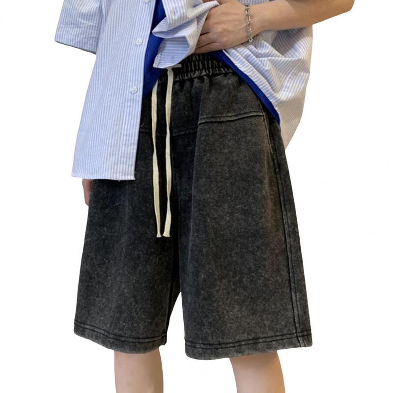 Celana pendek pria, elastis, musim panas, dengan tali selutut, pakaian jalanan untuk musim panas