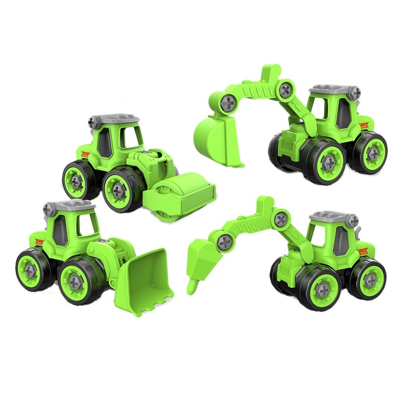 Creative Engineering Truck and Bulldozer Screw for Kids, Nut Desassembly, Loading Excavator, Car Tool, Education Toys, Car, 4Pcs