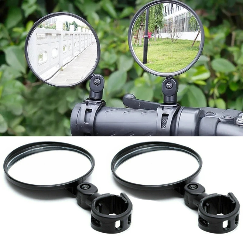 Bike Auxiliary Rearview Mirror Handlebar Mount 360 Degree Adjustable Wide Angle Cycling Mirrors Bicycle Rear View Mirror