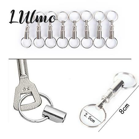 Dual Detachable Key Ring Removable Keyring Quick Release Keychain Snap Lock Holder Steel Chrome Plated Pull-Apart Key Rings