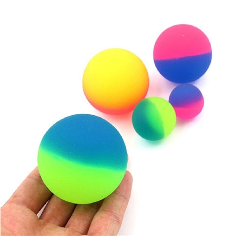 24/30/42/55mm bicolore palla elastica giocattolo bambini colorato ragazzo che rimbalza palla di gomma giochi sportivi per bambini palline elastiche di salto