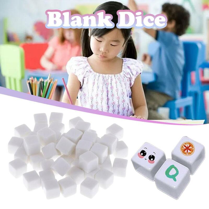 둥근 모서리가있는 빈 D6 아크릴 흰색 주사위, DIY 쓰기 그림 그래피티 빈 주사위 퍼즐, 보드 게임 장난감, 10 개, 16mm