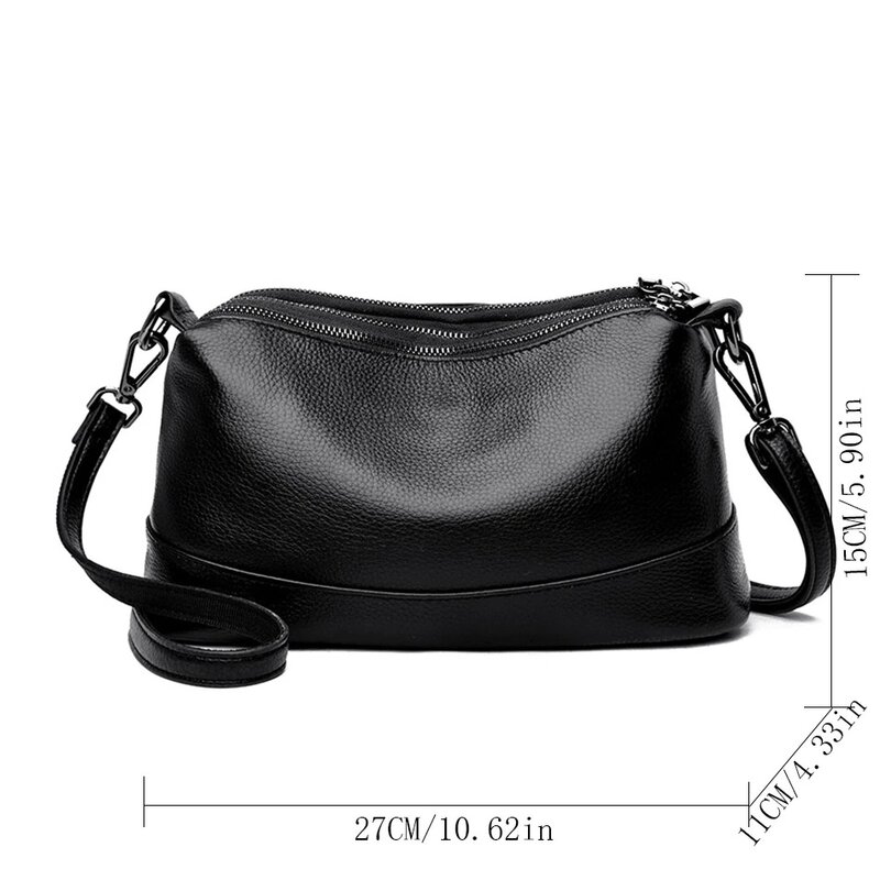 Fashion Shoulder Bag for Women Messenger Bags Ladies Versatile Genuine Leather High-capacity Crossbody Bags Zipper Female Bag
