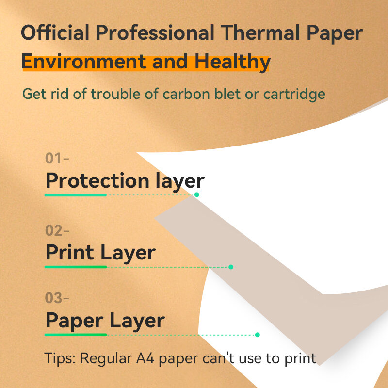 PeriPage – papier thermique A4 officiel, 210mm, long stockage, papier thermique pour télécopieur