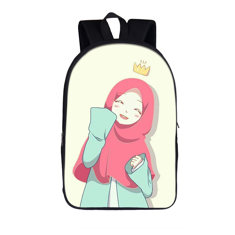 Pretty Muslim Islamic Girl Print Casual Backpack Women Men Travel Rucksacks Girls Boys Children School Bags Storage Backpack
