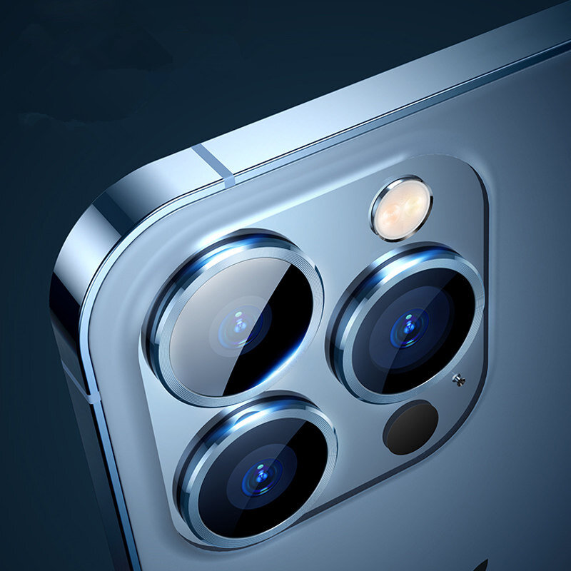 สำหรับ iPhone 15 PRO MAX เลนส์กล้องตัวป้องกันหน้าจอวงแหวนโลหะสำหรับ iPhone 14 PROMAX 12 13MINI หลังเลนส์กระจกนิรภัยป้องกัน