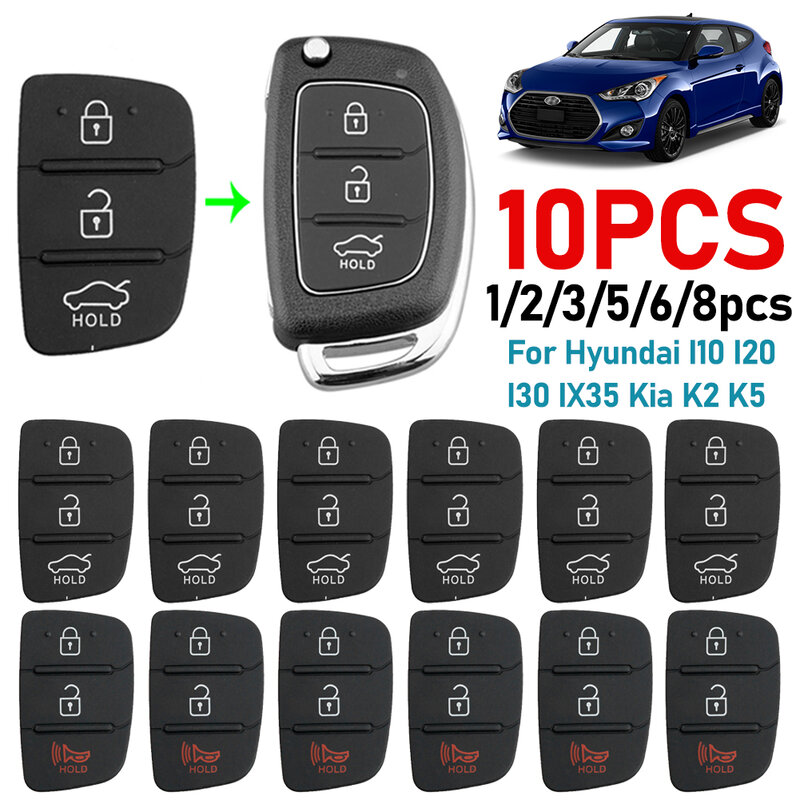 Funda de goma para mando a distancia de coche, accesorio plegable de 3 botones para Hyundai i30, i35, iX20, Solaris Verna, Kia RIO K2, K5, Sportage