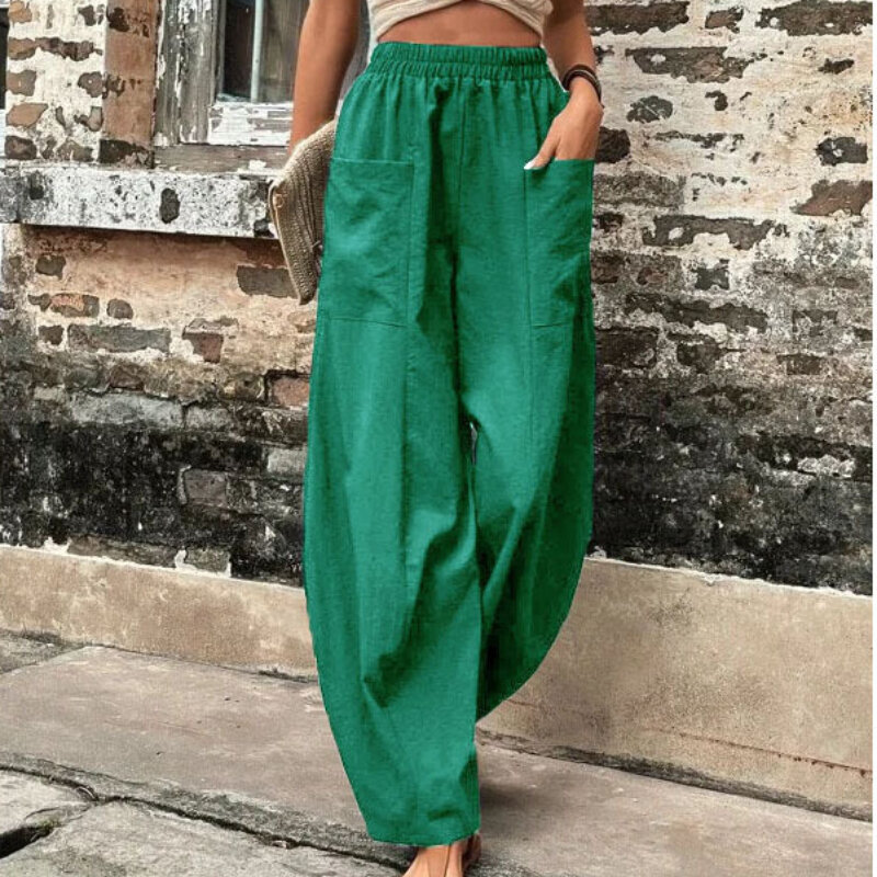 Women's Pants Solid Color Pocket Women's Casual Pants Elasticated Trousers Women's Cheap Clothing and Free Shipping Sales Pants