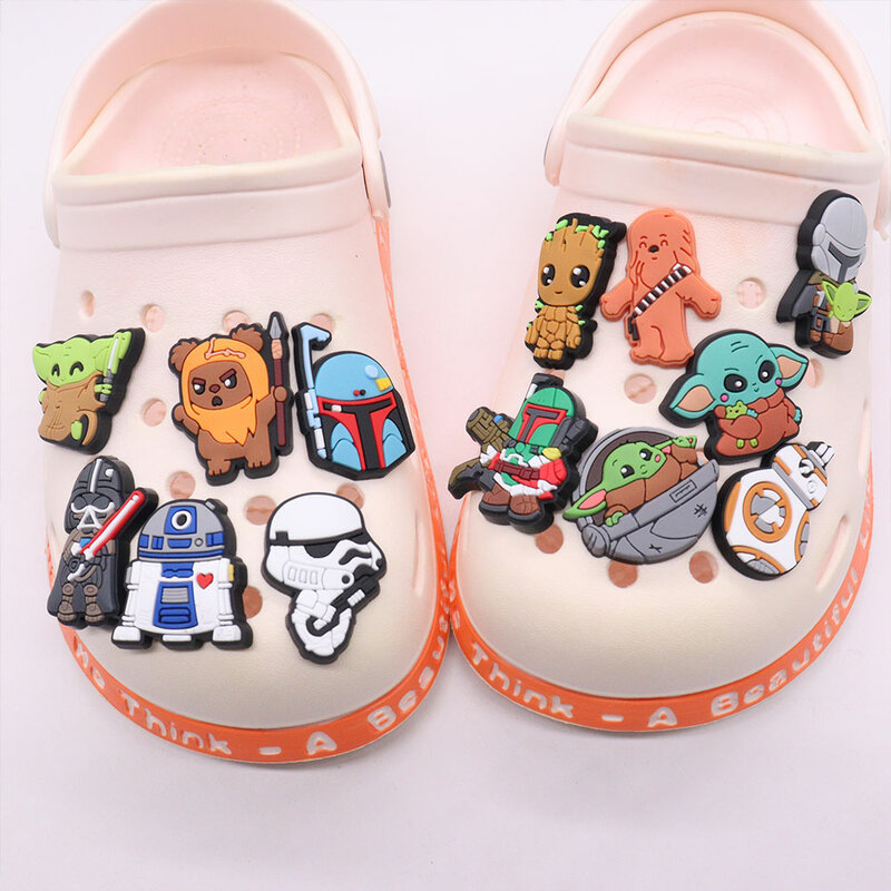 Hot Sale 1-13pcs PVC Shoe Charms Star Wars Mandalorians Baby Yoda PVC Accessories Slippers Decorations For Kids Birthday Present