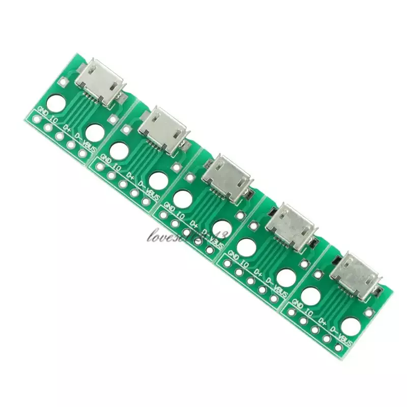 10 pces micro usb para dip adaptador conector módulo placa painel fêmea 5 pinos pinboard 2.54mm micro usb pcb