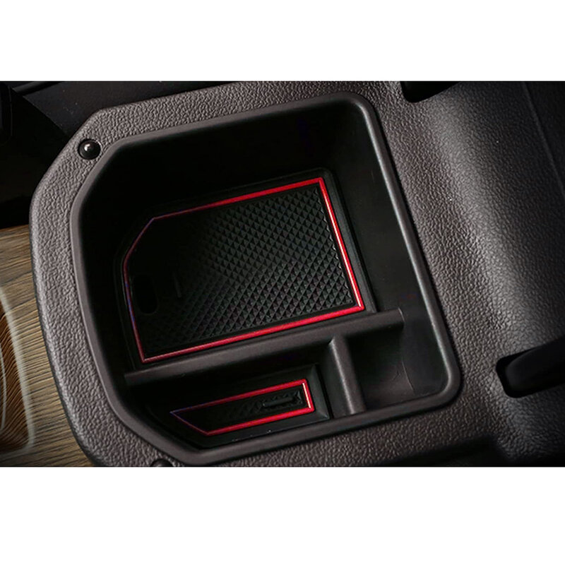 ใหม่กล่องเก็บของที่พักแขนกลางรถถาดจัดระเบียบเหมาะสำหรับ VW T-ROC 140TSI x 110TSI สไตล์สปอร์ตสีดำกับเส้นสีแดง