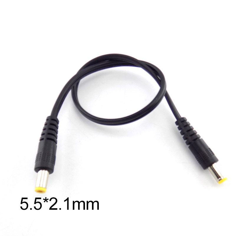 30cm DC Power Supply Cable Male to Male Extension Cords CCTV Connector Adapter 5.5x2.1mm Plug