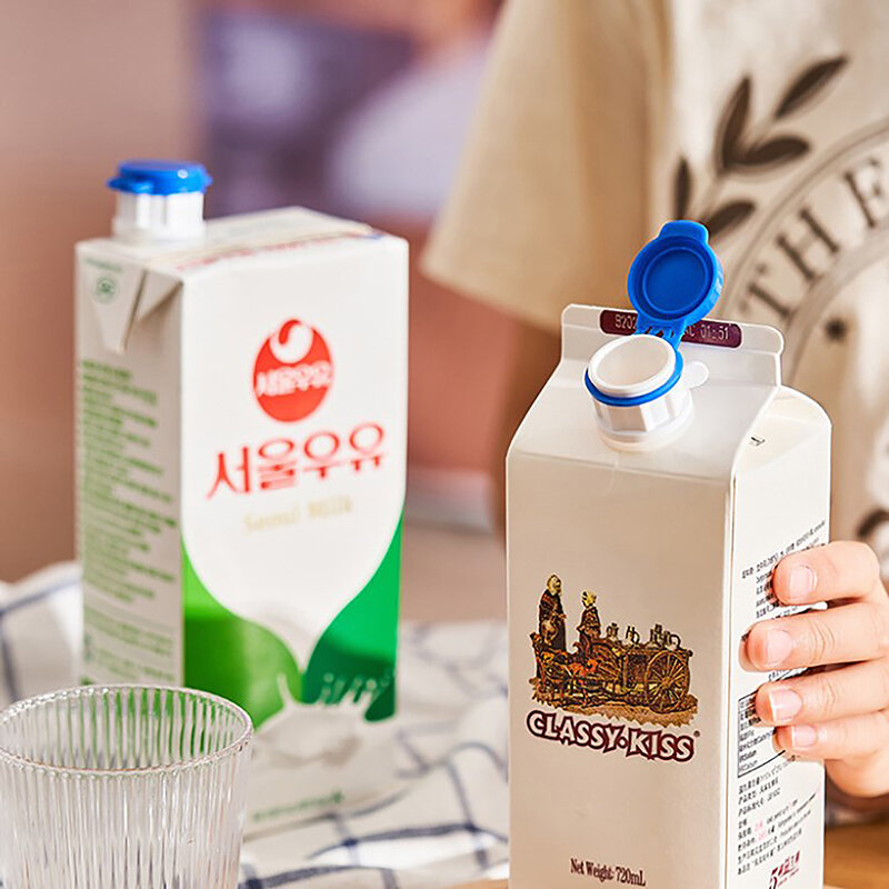 Tutup segel susu dalam kotak, 2 buah tutup penyegel menjaga kesegaran plastik pembantu makanan hemat perjalanan gadget dapur minuman segel