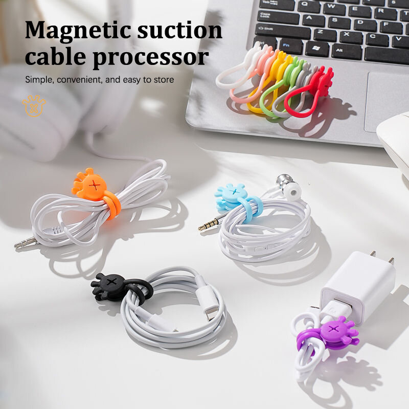 4/6/8PCS Creative Palm Magnetic Sorting Device Receives The  Of The Headset Wire Collection Magnetic Fastening Device
