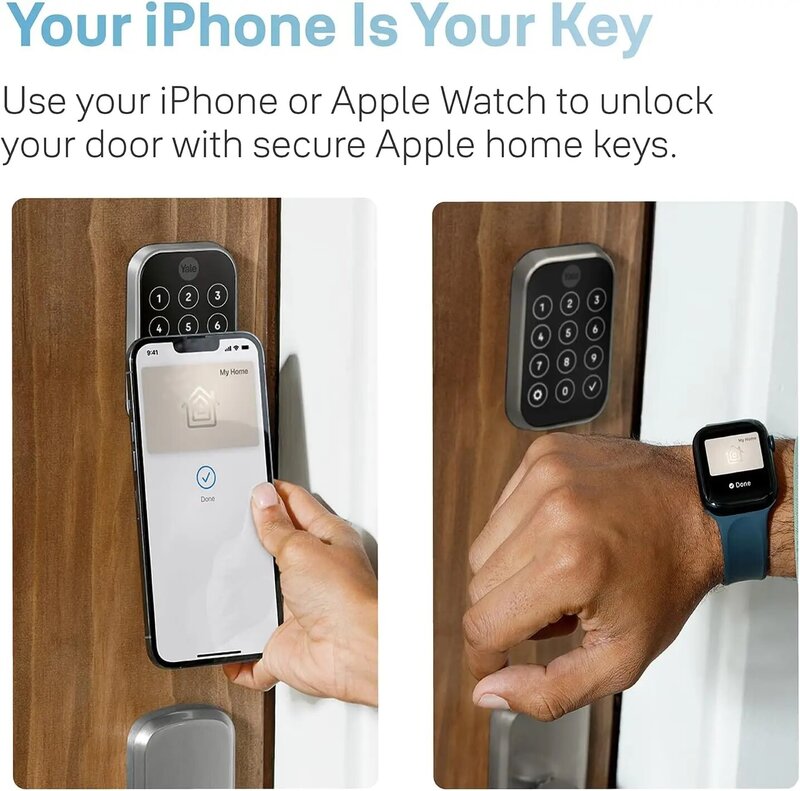 Гарантия блокировки 2 Plus (новинка) с клавишами Apple Home (нажмите, чтобы открыть) и Wi-Fi-матовый никель