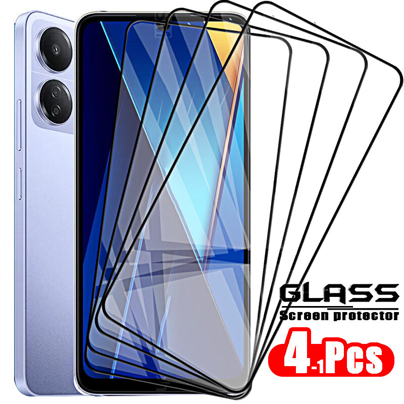 4-1pcs Protecctive Glass for Xiaomi Poco C65 C55 C51 C50 C40 C31 C30 C3 Screen Protector Protection Shockproof Tempered Glass
