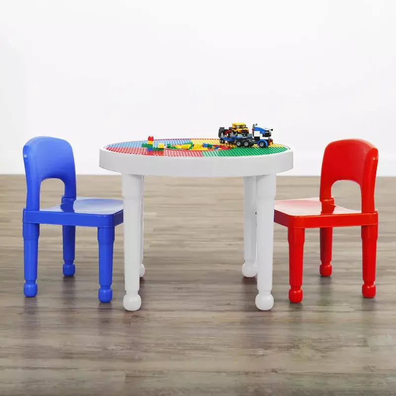 Humble Crew Playtime 2 in 1 Plastic Building Block-Compatible Activity Table Chairs Set New Kids Chairs