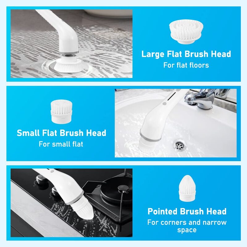 Spazzola per la pulizia elettrica senza fili multifunzionale fino a 420 giri/min potente spazzola per il bagno Scrubber per la pulizia rotante portatile