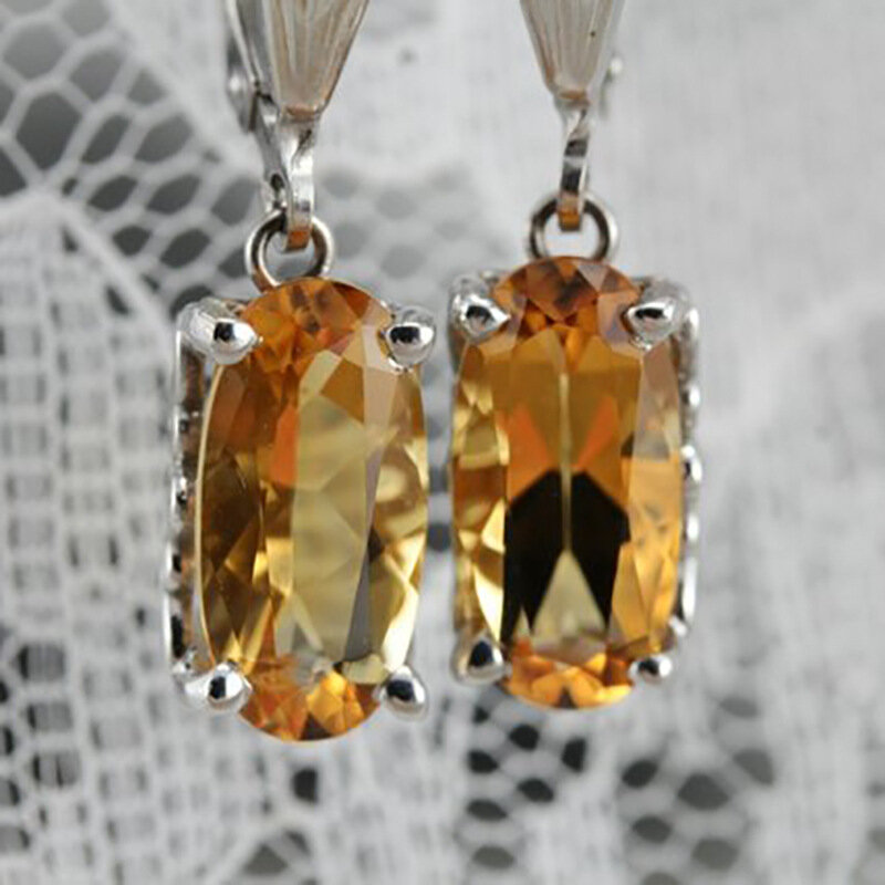 2024, Fashion, Yellow Rectangle, Sparkling, Exquisite Jewelry, Versatile, Men's and Women's, Gifts, Love, Charming Earrings