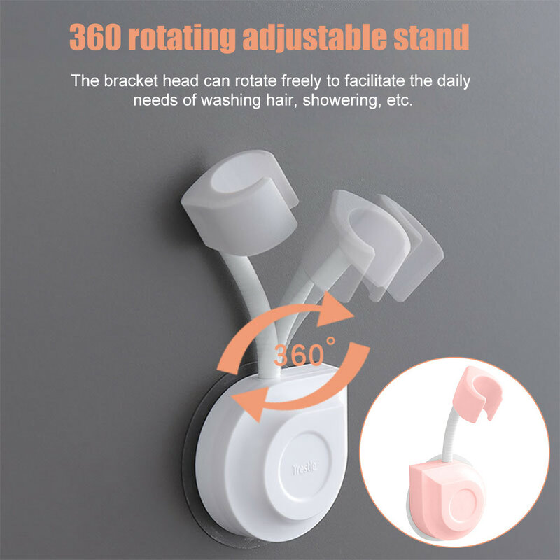 Showerhead Bracket Wall-mounted Shower Head Holder Plastic 360° Adjustable Bathroom Stand, Black