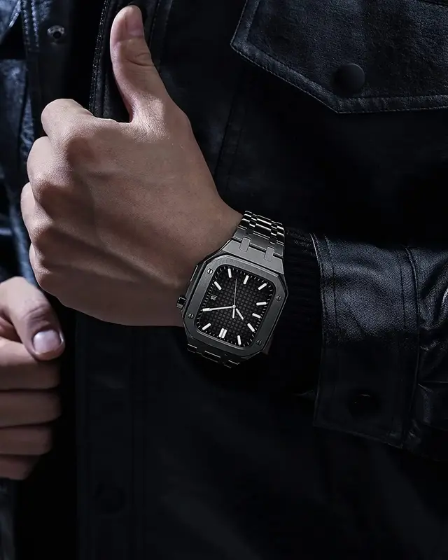 Bracelet et étui en métal pour Apple Watch, kit de modification, bracelet haut de gamme, ceinture de bracelet, iWatch 8, 7, 5, SE Band, 44mm, 45mm