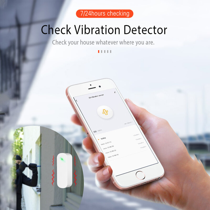 Tuya-Sensor de vibración inteligente para el hogar, sistema de protección de seguridad, alarma antirrobo, protección de seguridad