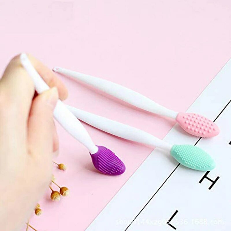 Lippen bürsten werkzeug, doppelseitiger Silikon-Peeling-Lippen pinsel (2 Stück) in zufälligen Farben