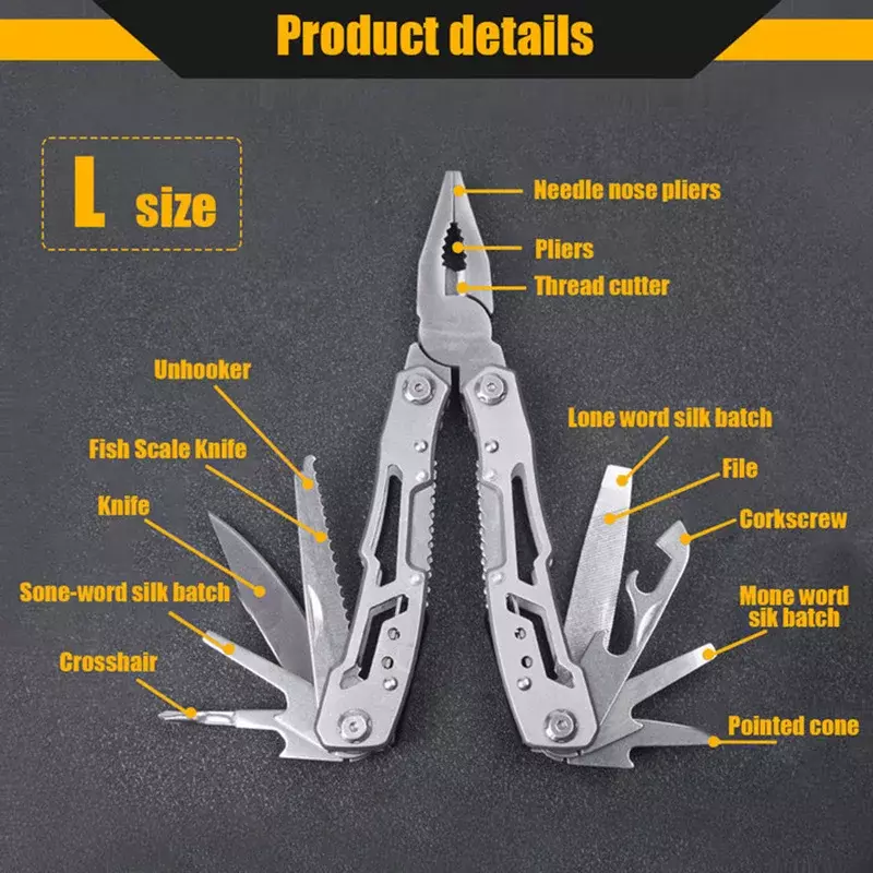 متعددة الوظائف الفولاذ المقاوم للصدأ متعددة أداة سكين جيب ، كماشة للطي ، شفرة قابلة للطي ، المحمولة ، صغيرة