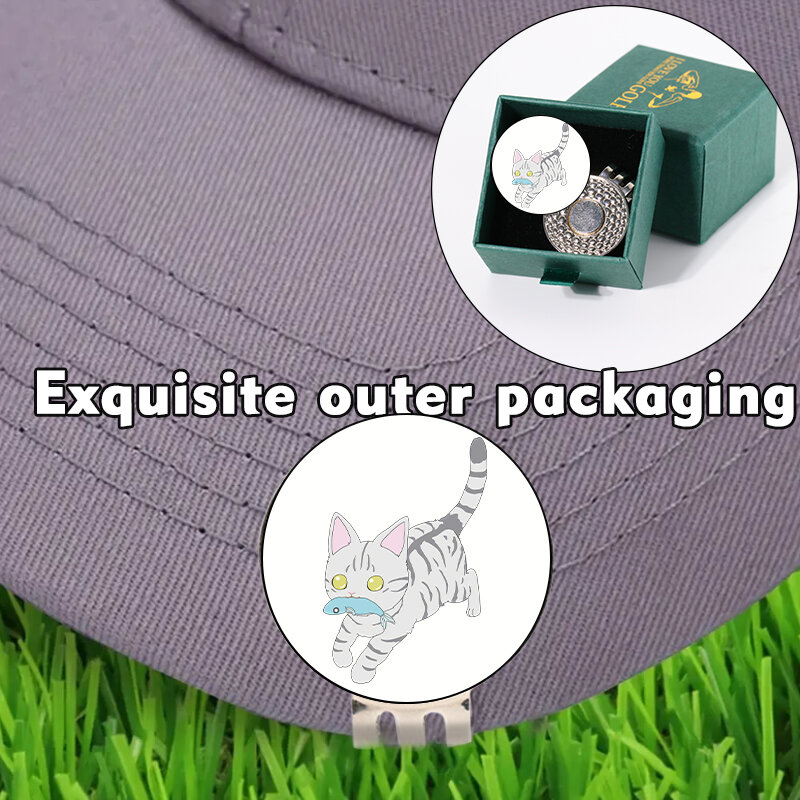 Pałki z magnetycznymi klipsami do kapeluszy-akcesoria do golfa i wyposażenie, konfigurowalne markery do piłek, zabawne dekoracje kot i ryba kapelusza