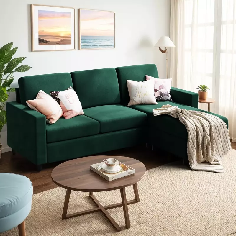 Sofa Sofa multifungsi, kain Linen Modern bentuk L, bagian Sofa 3 kursi dengan kursi terbalik untuk Livi