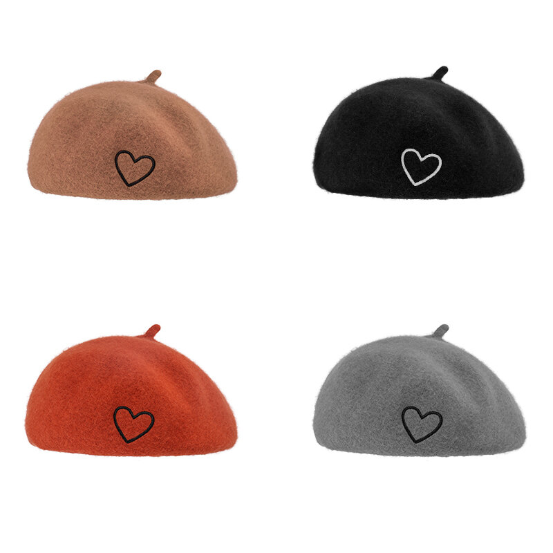 Simple Women Beret รูปหัวใจ Elegant หญิงหมวกหมวก Vintage แปดเหลี่ยม Casual Beret ฤดูใบไม้ร่วงหมวกท่องเที่ยว