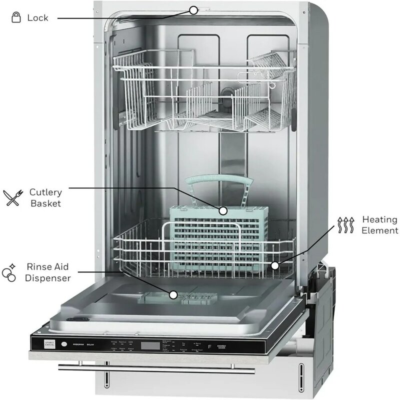 ハネウェル-ステンレス鋼の食器洗い機,18インチ,8つのプログラムの設定,6つの洗濯プログラム,ul/Energy star